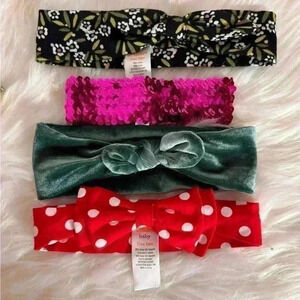 2 Gymboree baby headbands , I velvet target headband and 1 sparkle headband